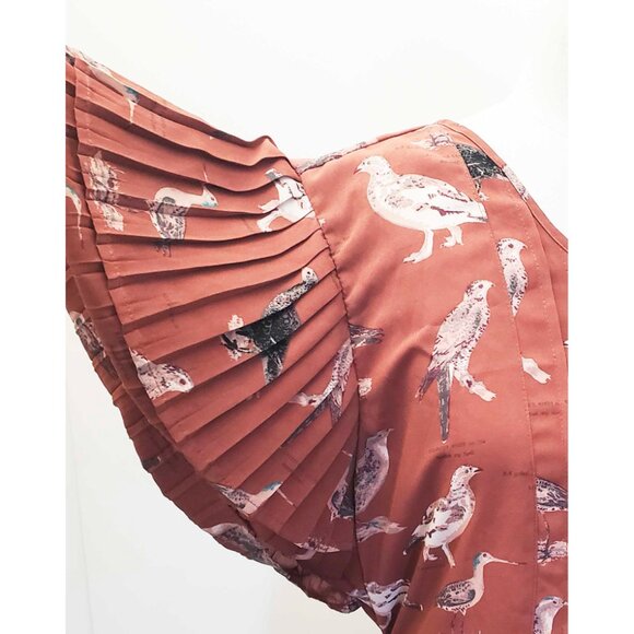 Melissa McCarthy Seven 7 Womens Bird print Pleated Ruffle Sleeve Top Blouse 2X - Picture 2 of 11